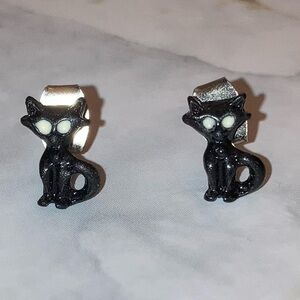 NEW Black Cat Stud Earrings Retro Halloween Punk Goth Whimsigoth Kitty Jewelry